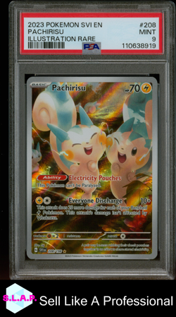 PACHIRISU ILLUSTRATION RARE POKEMON SVI EN-SCARLET & VIOLET 2023 208 PSA 9 - Image 1
