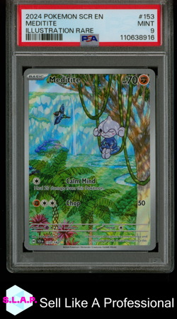 MEDITITE ILLUSTRATION RARE POKEMON SCR EN-STELLAR CROWN 2024 153 PSA 9 - Image 1