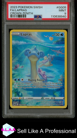 FA/LAPRAS CROWN ZENITH POKEMON SWORD AND SHIELD CROWN ZENITH 2023 GG05 PSA 9 - Image 1