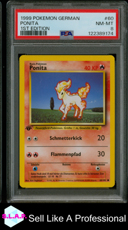PONITA 1ST EDITION POKEMON GERMAN 1999 60 PSA 8 - Image 1