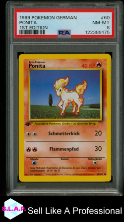 PONITA 1ST EDITION POKEMON GERMAN 1999 60 PSA 8 - Image 1
