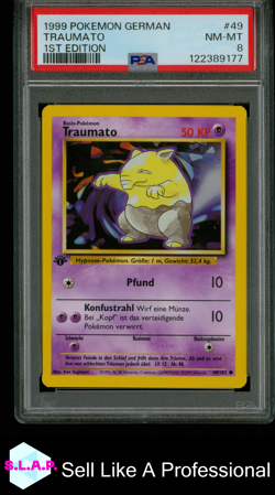 TRAUMATO 1ST EDITION POKEMON GERMAN 1999 49 PSA 8 - Image 1
