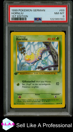 HORNLIU 1ST EDITION POKEMON GERMAN 1999 69 PSA 8 - Image 1