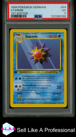 STARMIE 1ST EDITION POKEMON GERMAN 1999 64 PSA 3 - Image 1