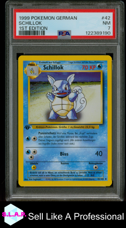 SCHILLOK 1ST EDITION POKEMON GERMAN 1999 42 PSA 7 - Image 1