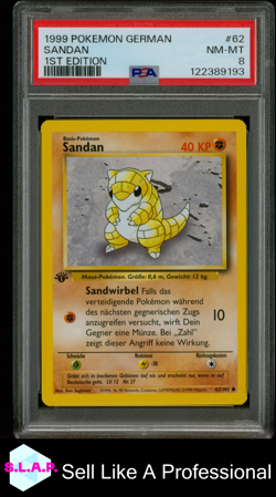 SANDAN 1ST EDITION POKEMON GERMAN 1999 62 PSA 8 - Image 1