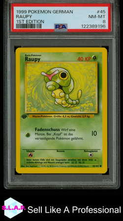RAUPY 1ST EDITION POKEMON GERMAN 1999 45 PSA 8 - Image 1