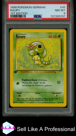 RAUPY 1ST EDITION POKEMON GERMAN 1999 45 PSA 8 - Image 1