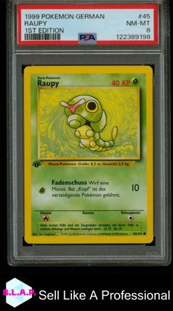 RAUPY 1ST EDITION POKEMON GERMAN 1999 45 PSA 8 - Image 1