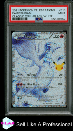 FA/RESHIRAM CLASSIC COLL-BLCK/WHITE POKEMON CELEBRATIONS 2021 113 PSA 9 - Image 1