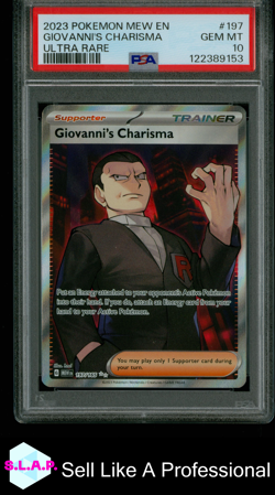 GIOVANNI'S CHARISMA ULTRA RARE POKEMON MEW EN-151 2023 197 PSA 10 - Image 1
