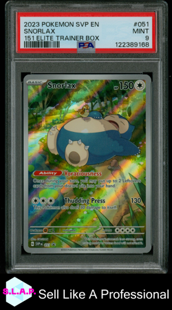 SNORLAX 151 ELITE TRAINER BOX POKEMON SVP EN-SV BLACK STAR PROMO 2023 051 PSA 9 - Image 1