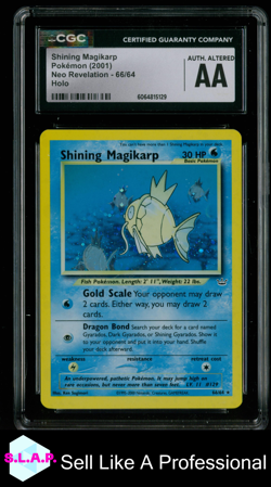 SHINING MAGIKARP NEO REVELATION - UNLIMITED HOLO 66/64 POKEMON AUTH ALT CGC 1 - Image 1