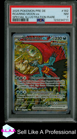 ROARING MOON EX SPECI4L ILL RARE POKEMON GER PRE DE 2025 162 PSA 7 - Image 1