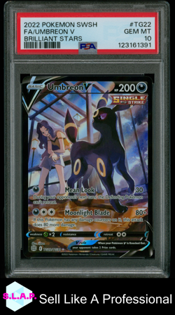 FA/UMBREON V BRILLIANT STARS POKEMON SWSH BRILLIANT STARS 2022 TG22 PSA 10 - Image 1