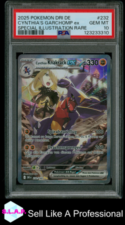 CYNTHIA'S GARCHOMP EX SPECIAL ILL RARE POKEMON DRI DE-DESTIN RIV 2025 232 PSA 10 - Image 1
