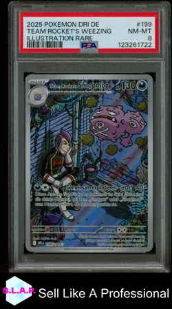 TEAM ROCKET'S WEEZING ILL RARE POKEMON GER DRI DE-DESTINED RIVALS 2025 199 PSA 8 - Image 1