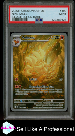NINETALES ILLUSTRATION RARE POKEMON GERMAN OBF DE-OBSIDIAN FLAMES 2023 199 PSA 9 - Image 1