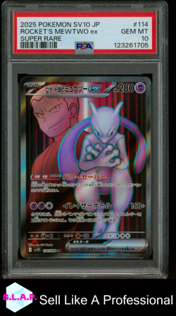 ROCKET'S MEWTWO EX SUP RARE POKEMON JP SV10-GLORY OF TEAM ROCKET 2025 114 PSA 10 - Image 1