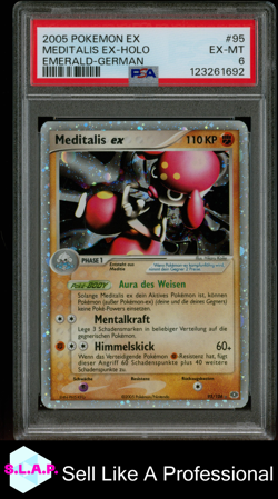 MEDITALIS EX-HOLO EMERALD-GERMAN POKEMON EX EMERALD 2005 95 PSA 6 - Image 1