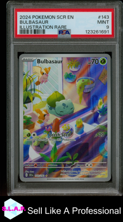 BULBASAUR ILLUSTRATION RARE POKEMON SCR EN-STELLAR CROWN 2024 143 PSA 9 - Image 1