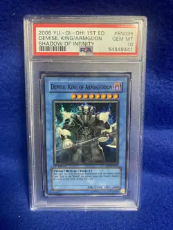 Yugioh Demise King Of Armageddon SOI En035 Super Rare PSA 10 1st Edition - Image 1