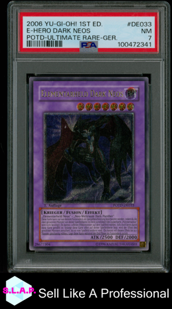 E-HERO DARK NEOS YU-GI-OH 1ST ED. POTD-ULTI RARE-GER DE033 2006 PSA 7 - Image 1
