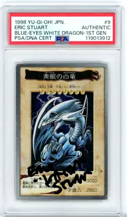PSA Eric Stuart Signed JPN Bandai Blue Eyes White Dragon 1st Gen Yu-Gi-Oh! TCG - Image 1