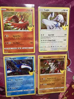 Pokemon Cards Lot Of 4, 25 Years, Lugia, Ho-oh, Kyorge, Groudon Holos - Image 1