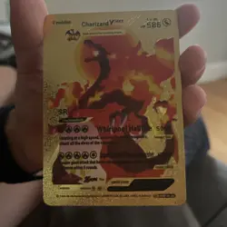 Pokemon Gold Foil Charizard VMAX Whirlpool Hellfire 586HP Fan Art Display Card - Image 2