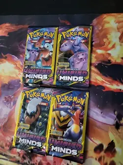 Pokemon TCG 4 Packs Unified Minds 3 Card Art Set New Factory Sealed - Image 2
