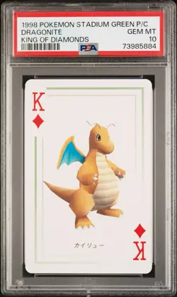 1998 Pokemon Stadium Green Playing Cards Dragonite PSA 10 Gem Mint - Image 1