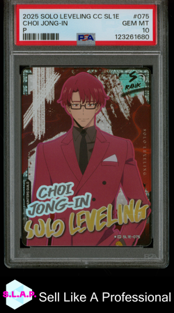 CHOI JONG-IN P SOLO LEVELING COLLECT CARD SERIES 1 2025 075 PSA 10 - Image 1