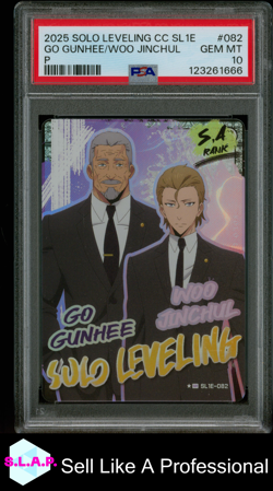 GO GUNHEE/WOO JINCHUL P SOLO LEVELING COLLECT CARD SERIES 1 2025 082 PSA 10 - Image 1