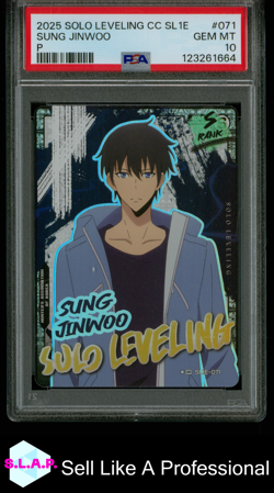SUNG JINWOO P SOLO LEVELING COLLECT CARD SERIES 1 2025 071 PSA 10 - Image 1