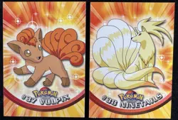 Ninetales #38 Pokemon Topps Series 1 Blue Logo + Vulpix #37 Black Logo - NM - Image 1