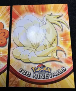 Ninetales #38 Pokemon Topps Series 1 Blue Logo + Vulpix #37 Black Logo - NM - Image 5