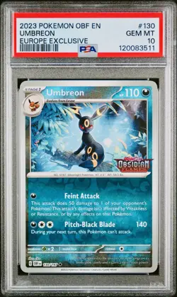POKEMON PSA 10 UMBREON REVERSE HOLO 130/197 PROMO OBSIDIAN FLAMES ENGLISH 2023! - Image 1