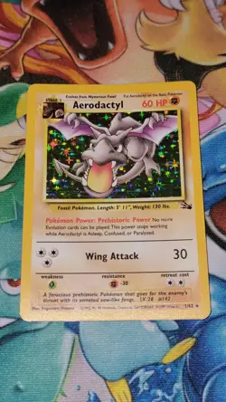 Vintage Pokemon TCG Aerodactyl 1/62 Fossil Holo English WOTC Unlimited 1999 LP - Image 1