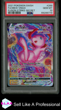 FA/MEW VMAX FUSION STRIKE-SECRET POKEMON SWSH FUSION STRIKE 2021 269 PSA 10 - Image 1