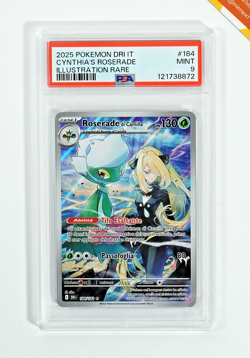 Pokemon PSA 9 Cynthia's Roserade #184 DRI IT Illustration Rare 2025 Italiano - Image 1