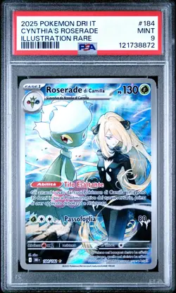 Pokemon PSA 9 Cynthia's Roserade #184 DRI IT Illustration Rare 2025 Italiano - Image 2