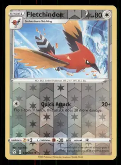Fletchinder SWSH07: Evolving Skies #139/203 Uncommon Reverse Holo Pokemon NM - Image 1