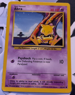 Pokemon Abra 43/102 BS Base Set Unlimited LP/NM - Image 1