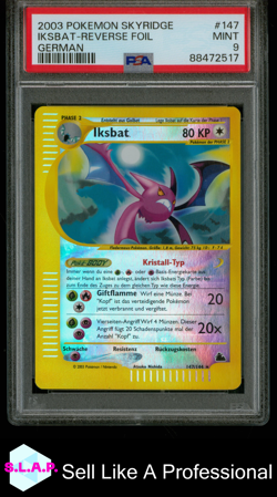 IKSBAT-REVERSE FOIL GERMAN POKEMON SKYRIDGE 2003 147 PSA 9 - Image 1