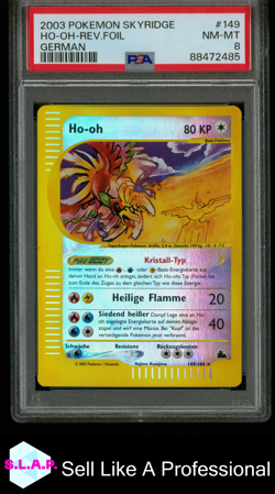 HO-OH-REV.FOIL GERMAN POKEMON SKYRIDGE 2003 149 PSA 8 - Image 1