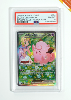 Pokemon PSA 8 Lillie's Clefairy Ex #184 Special Illustration Rare 2025 Italiano - Image 1