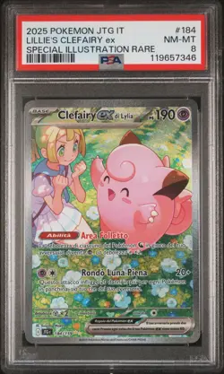 Pokemon PSA 8 Lillie's Clefairy Ex #184 Special Illustration Rare 2025 Italiano - Image 2