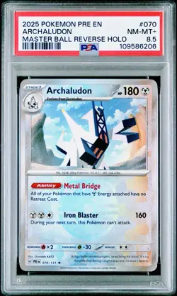 POKEMON PSA 8,5 ARCHALUDON MASTER BALL 070/131 PRE PRISMATIC EVOLUTIONS 2025! - Image 1