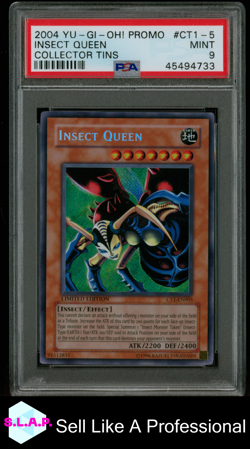 INSECT QUEEN YU-GI-OH CT1-EN005 2004 COLLECTOR TINS SECRET RARE ENGLISH PSA 9 - Image 1